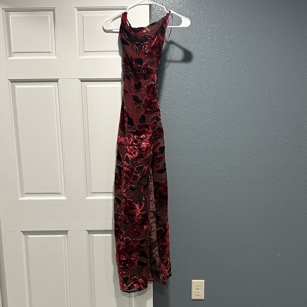 Showpo Burgundy Floral Maxi Dress